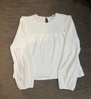 Blusa blanca Brownie manga larga