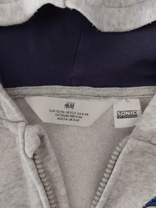 Sudadera Sonic H&M Talla 4-6 Años