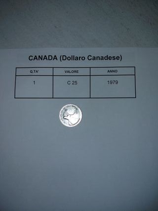 Moneta 25 Centesimi Canada 1979