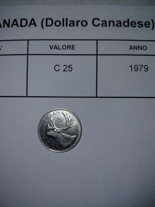 Moneta 25 Centesimi Canada 1979