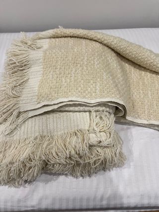 Manta IKEA Laaptag Beige/Blanco Algodón y Lana