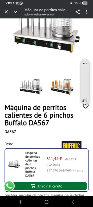 Máquina perritos calientes Buffalo DA567