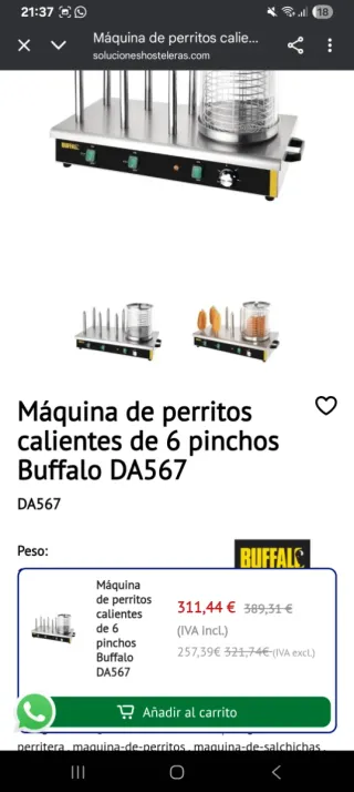 Máquina perritos calientes Buffalo DA567