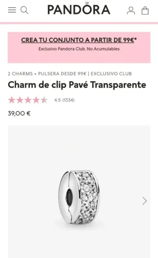 Charm clip Pavé Transparente Pandora