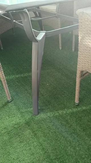 Mesa de jardín cristal y metal