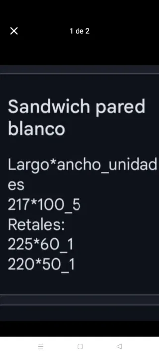 Lotes de Paneles Sandwich Techos y Pared