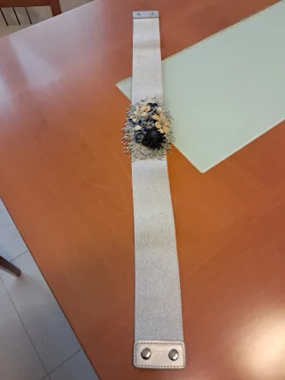 Cinturón elástico plateado fiesta 75 cm