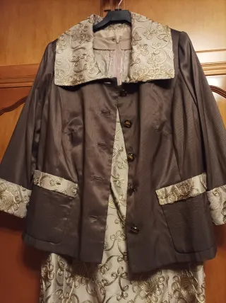 Vestido mujer fiesta marrón y dorado