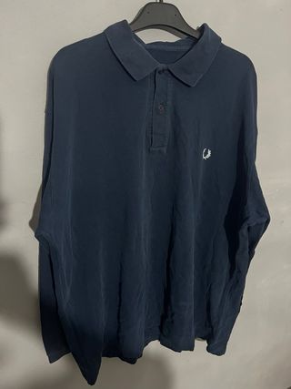 Polo Fred Perry Manga Larga Azul Vintage