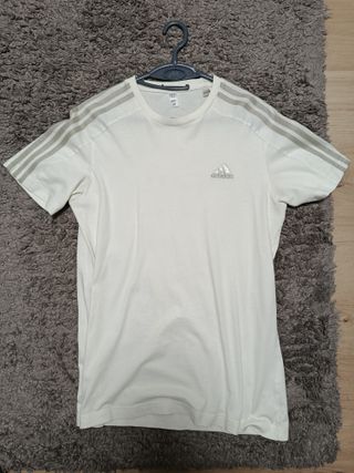 Camiseta Adidas Blanca Rayas Doradas