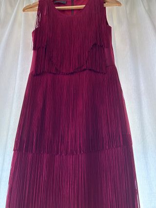 Vestido flecos burdeos Talla S/36-38