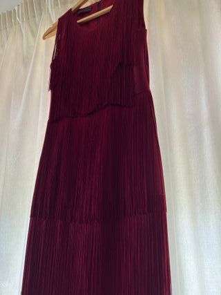 Vestido flecos burdeos Talla S/36-38