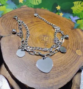 Pulsera acero con dije corazón