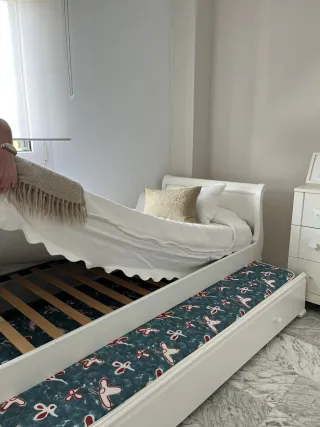 Cama góndola 90cm blanca con cama nido