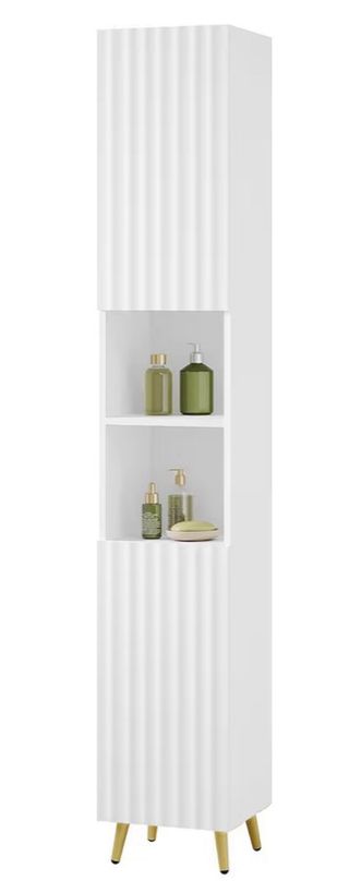 Mueble alto blanco y dorado