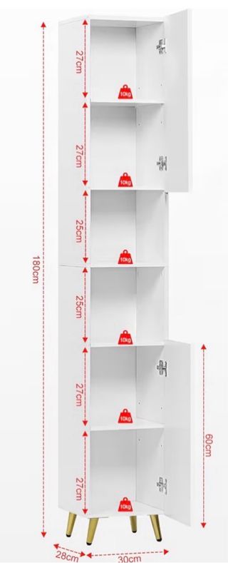 Mueble alto blanco y dorado