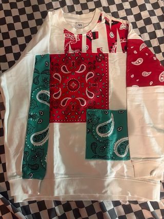 Sudadera Zara Patchwork Bandana Talla Única