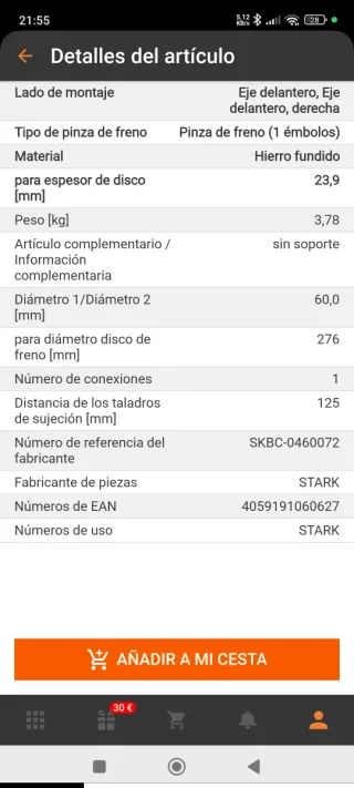 Pinzas de freno derecha e izquierda