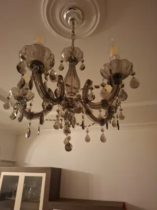 Lámpara de techo de cristal y metal