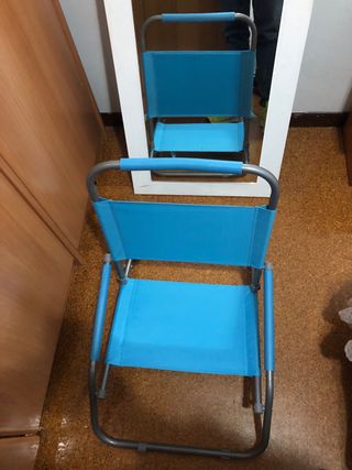 Sillas de Playa Plegables Azul y Gris