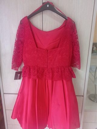 Vestido Gorema encaje rosa/rojo Talla M