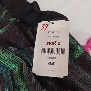 Elegante vestido fiesta lentejuelas verde negro