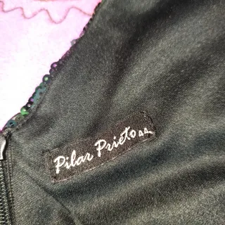 Elegante vestido fiesta lentejuelas verde negro