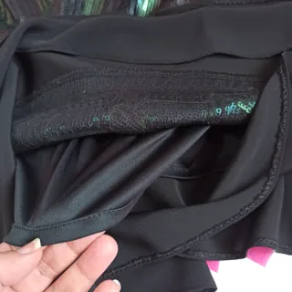 Elegante vestido fiesta lentejuelas verde negro