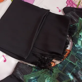 Elegante vestido fiesta lentejuelas verde negro