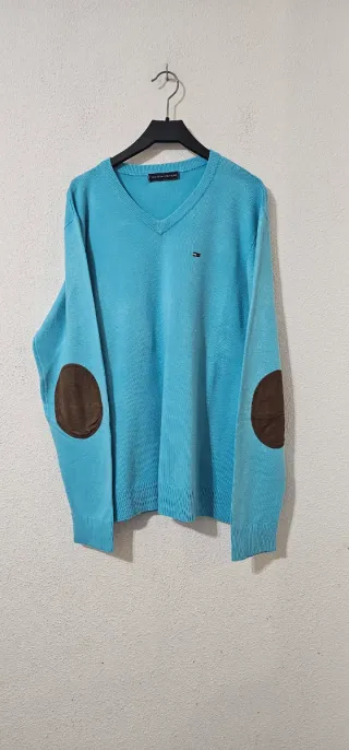 Jersey Tommy Hilfiger Azul con Codos Marrones