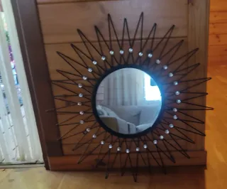 Espejo Sol Negro con Cristales Diámetro 63 cm