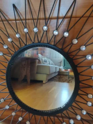 Espejo Sol Negro con Cristales Diámetro 63 cm