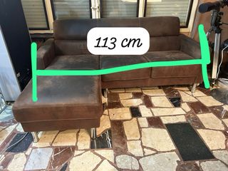 Sofá Chaise Longue Piel Marrón