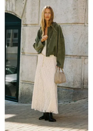 Chaqueta bomber efecto ante verde M