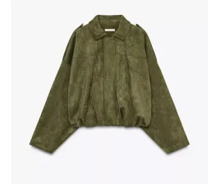 Chaqueta bomber efecto ante verde M