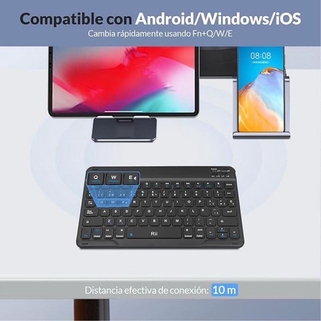 Tastiera Rii nera/grigia sottile e piccola - NUOVA