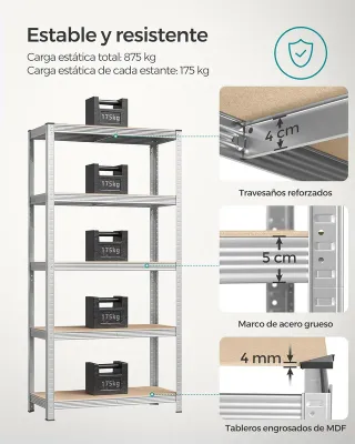 Estantería Multiusos Galvanizada 875 Kg NUEVA