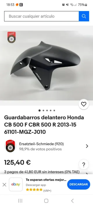 Guardabarros Honda CB Y CBR 500