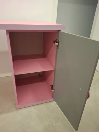 Escritorio juvenil rosa y gris