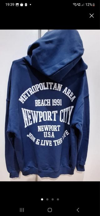 Sudadera Pull and Bear Newport City Azul Talla XS