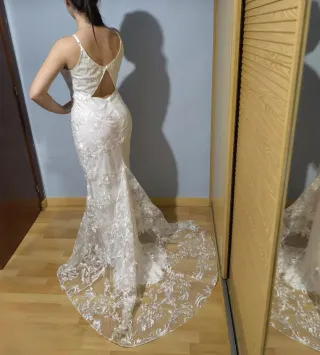 Vestido de Novia Blanco Encaje Sirena