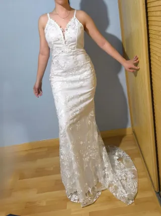 Vestido de Novia Blanco Encaje Sirena