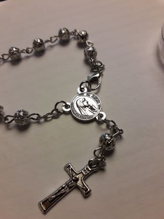 Rosario 10 cuentas Fátima plateado.