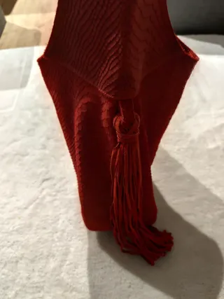 Bolso Piel Rojo Serpiente Flecos Made in Italy