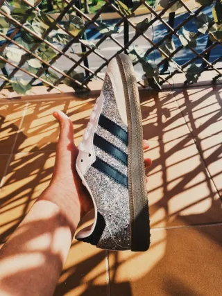 Adidas samba og glitter purpurina plateado zapatos