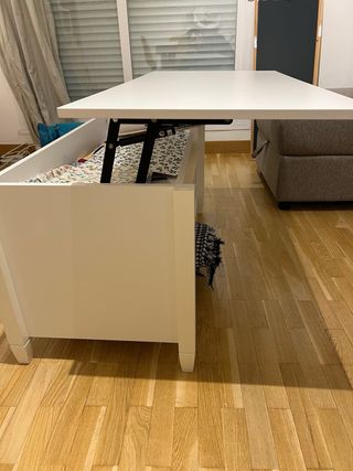 Mesa centro elevable blanca