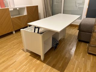 Mesa centro elevable blanca