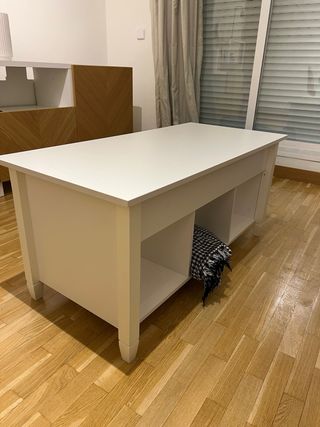 Mesa centro elevable blanca