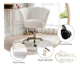 Silla giratoria terciopelo blanco y dorado