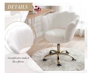 Silla giratoria terciopelo blanco y dorado